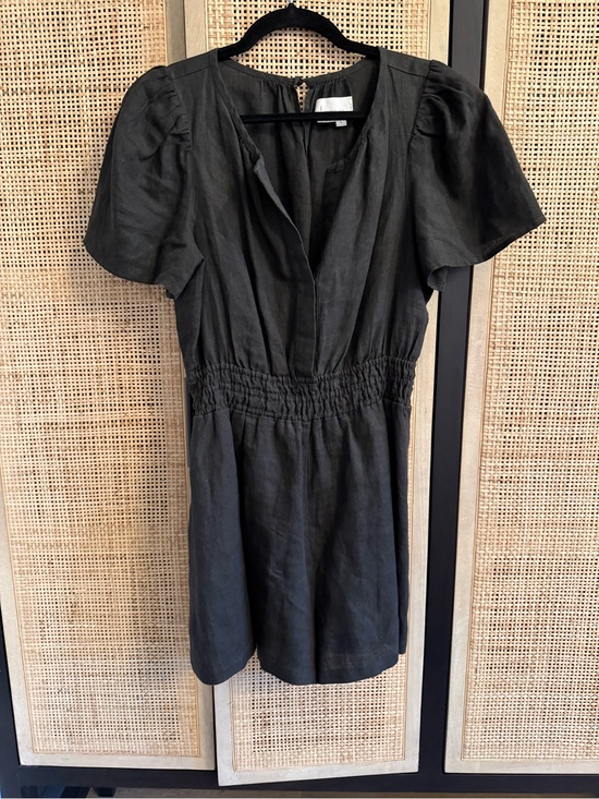 Anthropologie Pants - Anthropologie Black Short-Sleeve Smocked-Waist Romper